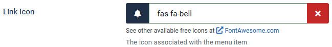 Menu item link icon parameter
